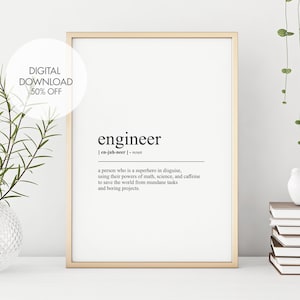 Engineer Definition Print | Engineer Dictionary Poster | Funny Printable Wall Art | Office Decor | Typography Poster | Instant Download