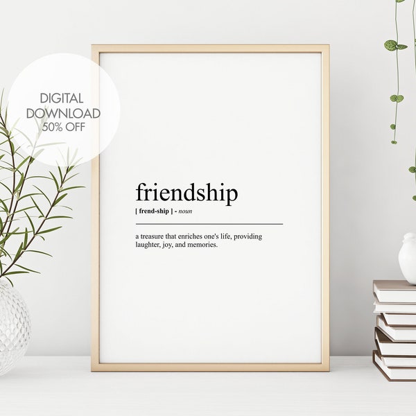 Vriendschap definitie afdrukken | Cadeau voor vrienden | Vriend aanwezig | Grappig citaat kunst aan de muur | Vriendschapsposter | Kunst aan de muur | Directe download