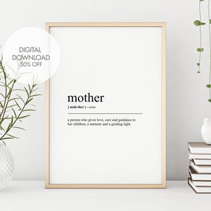 Impressão da definição da mãe | Presente para mamãe | Presente de Dia das Mães | Definição de Mãe | Impressão Família | Impressões de arte de dicionário | Download instantâneo