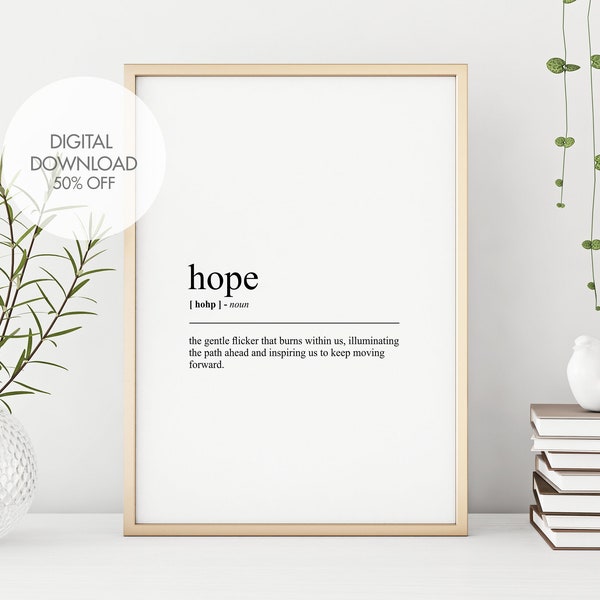 Hope Funny Definition Print | Hope Wall Art | Hope Dictionary Poster |  Minimalist Wall Art | Printable Quote | Instant Digital Download