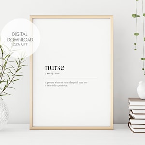 Nurse Definition Print | Gift for Nurses | Humorous Prints | Minimalist Printables | Dictionary Printable | Instant Download