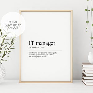 IT-Manager Definition druckbare Wandkunst | IT-Manager-Wörterbuch Poster | Lustiger Definition Druck | Wohnkultur | Sofort Download