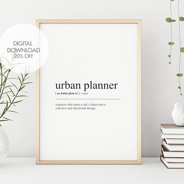 Urban Planner Definition Print | Urban Planner Dictionary Art | Perfect Gift for Planners | Printable Wall Art Prints | Instant Download