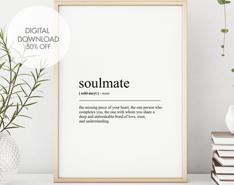 Impressions de définition d'âme soeur | Dictionnaire de l'âme soeur poster | Cadeau pour amoureux | Cadeau pour lui | Cadeau de Saint-Valentin | Art mural impression numérique