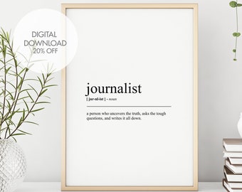 Journalist Definition Print | Journalist Dictionary Art | Contemporary Wall Printable | Printable Wall Art Prints | Instant Download