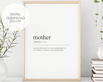 Mother Definition Print | Gift for Mom | Mothers Day Gift | Mother Definition | Family Print | Dictionary Art Prints | Instant Download