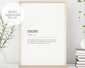 Mom Definition Print | Gifts for Mom | Mothers Day Gift | Mother Definition |  Mom Gifts | Dictionary Word Art Printables | Instant Download