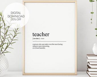 Lehrer Definition Print | Geschenk für Lehrer | Definition Print | Wörterbuch Wandkunst | Typografie Plakat | Perfektes Geschenk für Lehrer