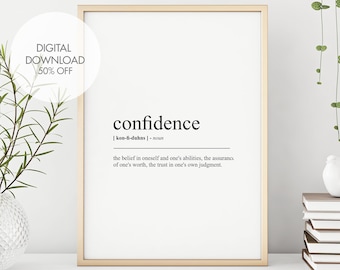 Confidence Definition Print | Self-Esteem Motivation | Inspirational Posters | Minimalist Wall Art Printable | Instant Digital Download