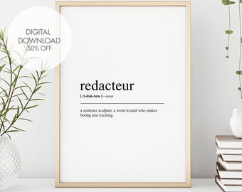 Redacteur Definition Print | Redacteur Minimalist Dictionary Poster | Funny Definition Print | Fun Print | Humorous Wall Art Printable