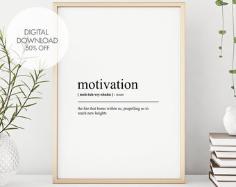 Motivation Definition Print | Motivation Quote Art | Mindset Print | Dictionary Poster | Motivational Wall Art | Instant Digital Download