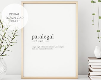 Definición de asistente legal (impresiones) / Póster de diccionario de asistente legal / Impresiones humorísticas / Arte de diccionario minimalista / Arte de palabras / Descarga instantánea