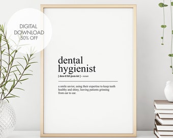 Dental Hygienist Definition Print | Dental Hygienist Wall Art | Gift for Dentist | Minimalist Wall Art | Printable Quote | Instant Download
