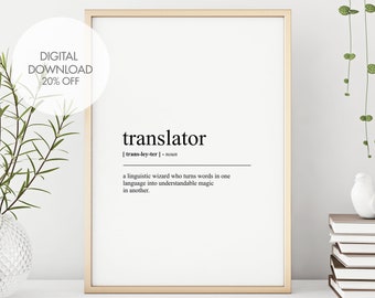 Dolmetscher Definition druckbare Kunst | Dolmetscher-Wörterbuch-Poster | Spaß Definition Druck | Minimalistische Wandkunst | Sofort Download
