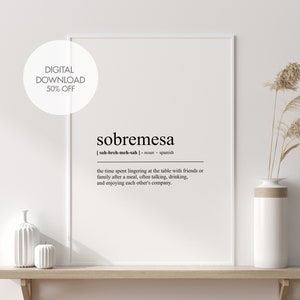 Sobramesa Definition Printable Wall Art | Sobramesa Dictionary Poster | Spanish Wall Art | Spanish Typography Art | Printable Art Prints