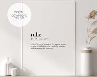 Ruhe Definition Printable Wall Art | Ruhe Dictionary Print | German Wall Art | Deutsch Definition Prints | Deutsch Wall Art Printables