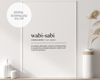 Wabi-Sabi Definition Printable Wall Art | Wabi Sabi Dictionary Print | Japanese Wall Art Prints | Japanese Print | Black and White Wall Art