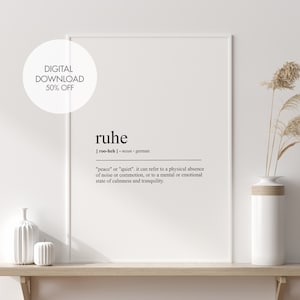 Ruhe Definition Printable Wall Art | Ruhe Dictionary Print | German Wall Art | Deutsch Definition Prints | Deutsch Wall Art Printables