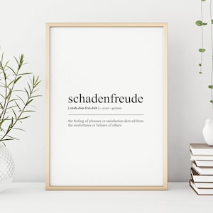 Schadenfreude Definition Print | Schadenfreude Wall Art | Deutsch