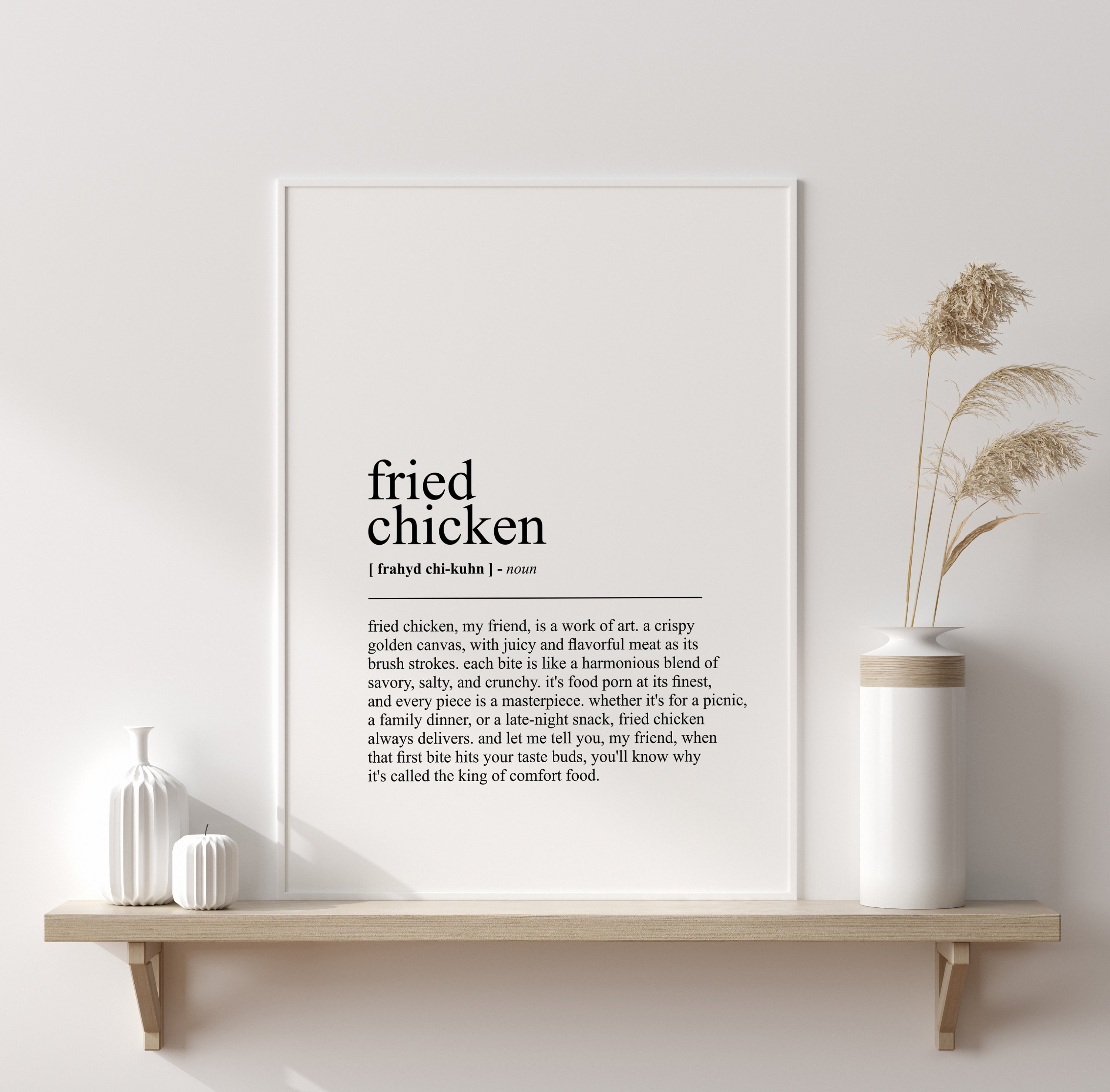 Fried Chicken Definition Print Fried Chicken Funny Kitchen Etsy