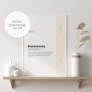 Dostoevsky Fun Wall Art Poster, Funny Gift for Literature Teachers, Library Wall Art Decor Gift, Art Print Gift for Bookworms