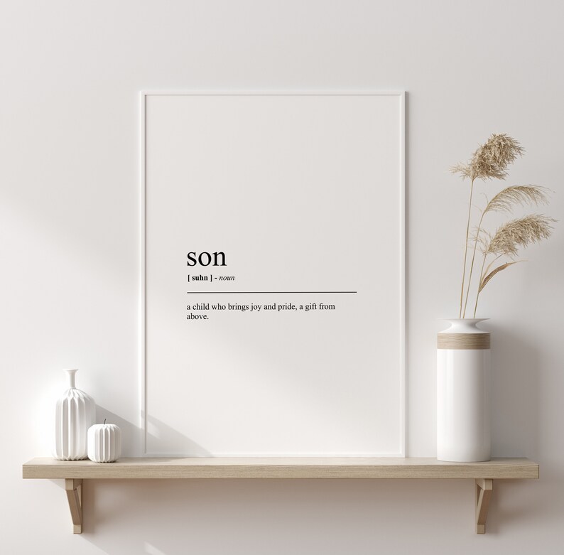 Son Definition Print Son Minimalist Dictionary Art Printable Gifts for