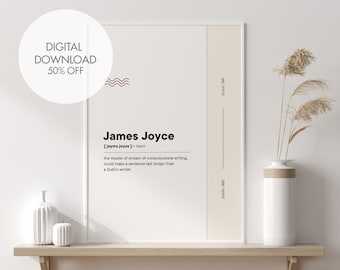 James Joyce Fun Dictionary Wall Art Printable, Perfect Printable Gift for Literature Teachers, Bookcase Decor Printable Wall Art