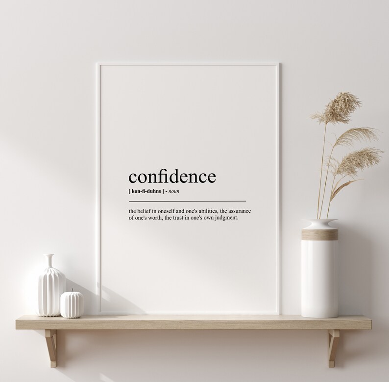 Confidence Definition Print | Self-esteem Motivation | Inspirational ...