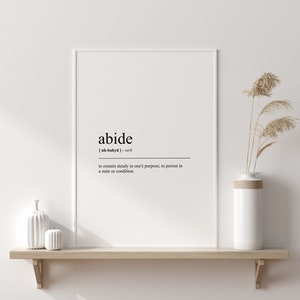 Abide Definition Print | Abide Mindset Poster | Words to Live by ...