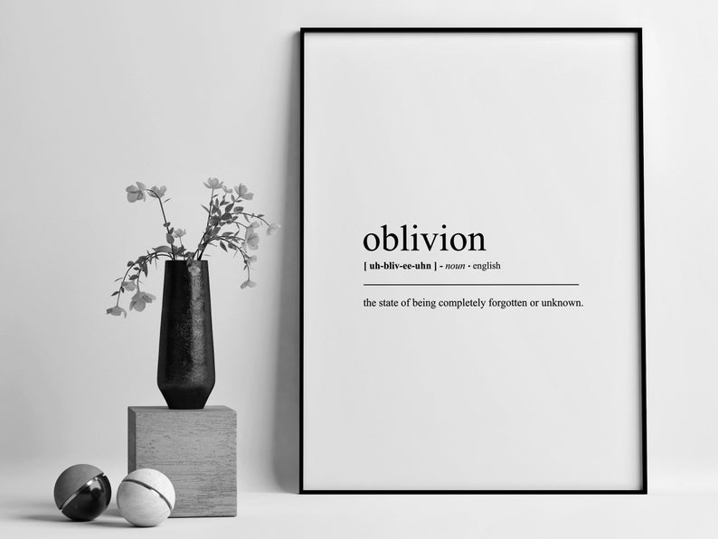 Oblivion Definition Print | Oblivion Dictionary Poster | English Print ...
