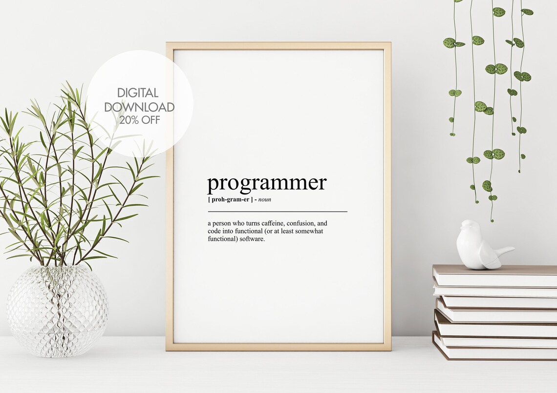 Programmer Definition Print | Programmer Dictionary Art | Funny Prints ...