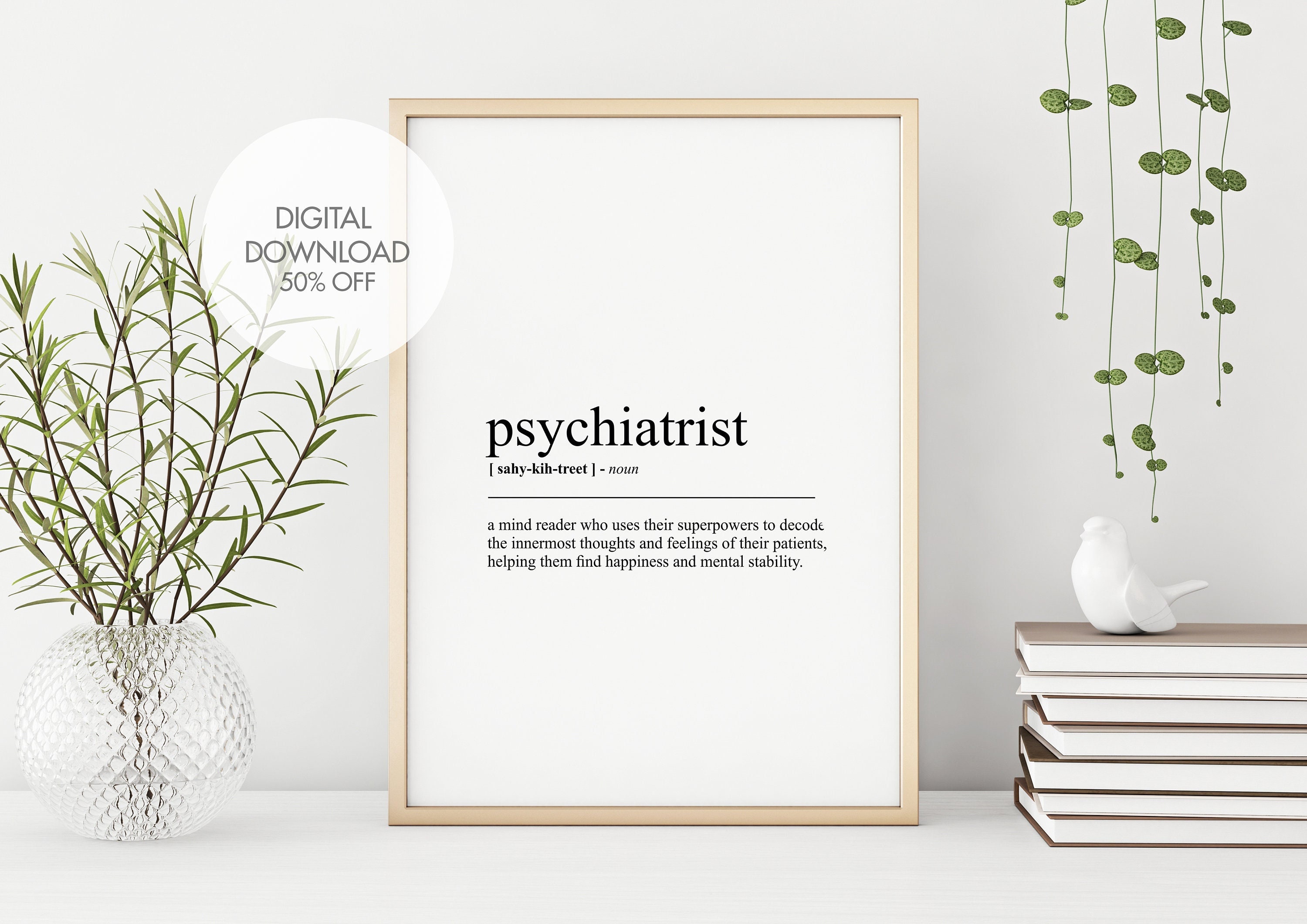 Psychiatrist Definition Print Gift for Psychiatrist Funny Humour Prints