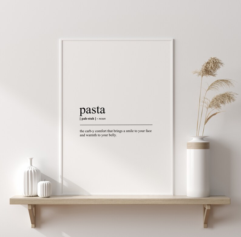 Pasta Definition Print Pasta Dictionary Wall Art Funny Etsy