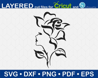 Vrouw Hoofd Svg - Instant Digital Download, Cut File voor Cricut, Silhouet, Vrouw Gezicht Svg, Clipart, Dxf, Png, Pdf, Eps