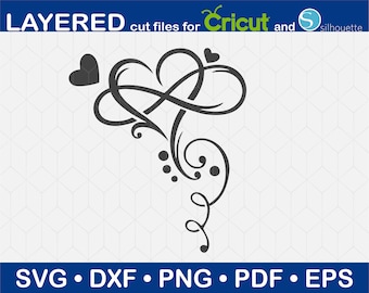 Heart Infinity SVG, Love Infinity Heart SVG, Cut File für Cricut, Silhouette, Cameo, Dxf, Png, Pdf, Eps