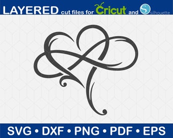 Love Infinity SVG, Heart Infinity SVG, Cut File für Cricut, Silhouette, Cameo, Dxf, Png, Pdf, Eps