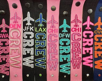 Original Premium Glitter/Foil Flight CREW Luggage Strap BLING/ Made in the USA New Options!