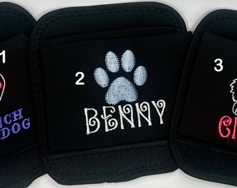 Embroidered Personalized Luggage Handle  Pet Carrier Wrap Monogrammed Luggage Finder, Monogram Luggage Handle Wrap with Designs