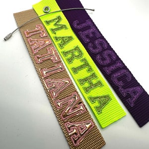 Glitter Foil Customized Personalized Embroidered Name Bag Tag  NEW COLORS ADDED!