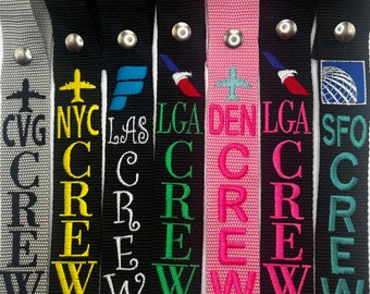 Design Your own Flight Crew Luggage Strap/Jet Tag Embroidered New Strap Colors! Flight attendant Luggage tag