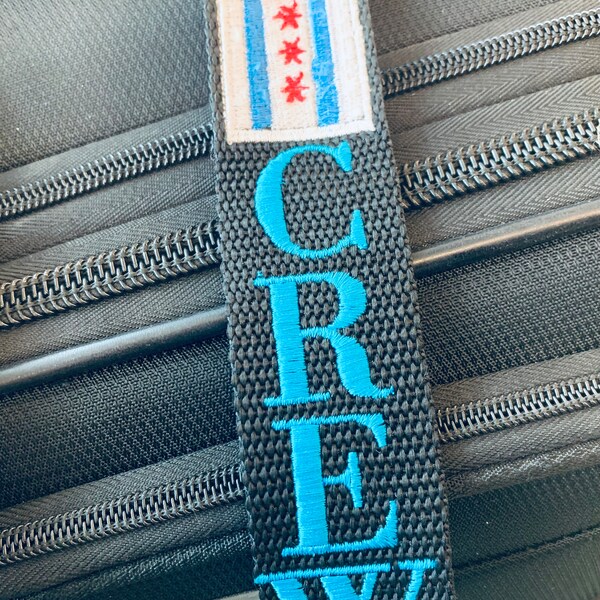 Chicago Flag Flight Crew Luggage Strap Embroidered New Strap Colors!