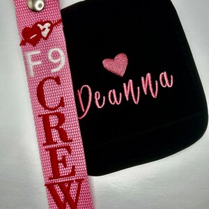 Personalized Embroidered Snap Bag Tag & Luggage Handle Wrap - Flight Crew Valentine's Gift
