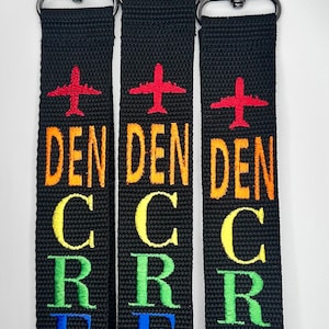 Rainbow  PRIDE  Flight Crew Luggage Strap Multi Colored Embroidered Tag w/D-ring Lobster Clasp New strap Colors!