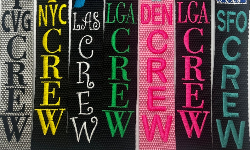 Design Your own Flight Crew Luggage Strap/Jet Tag Embroidered New Strap Colors Flight attendant Luggage tag image 5