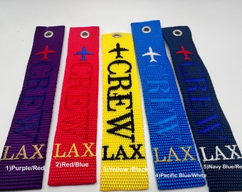 Airline Crew Luggage  Embroidered Grommet Tag / Flight Tag- Pilot / Crew / Cabin Crew / Frequent Flyer Personalized Gift