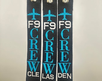 F9 Flight Crew Luggage Strap Embroidered New Strap Colors!