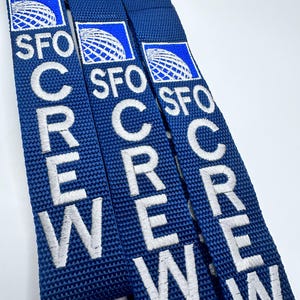 Double sided Flight Crew Luggage Strap Embroidered Tag w/D-ring  Clasp New strap Colors!