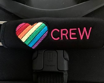 HEART Pride Rainbow Neoprene Luggage  Crew Handle Wrap Embroidered New Colors Added!
