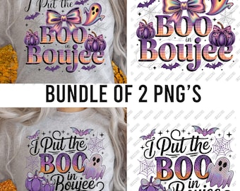 I Put The Boo in Boujee Png Coquette Halloween PNG, Fall Spooky Season Png, Pumpkin Png, Halloween Png, Sublimation TShirt Design iridescent