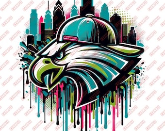 Philadelphia Skyline With Eagle, Fan Art, PNG, Sports, Sublimation, Tshirt Design, Urban, Clipart, Cup, Instant Download, Football, Dripping